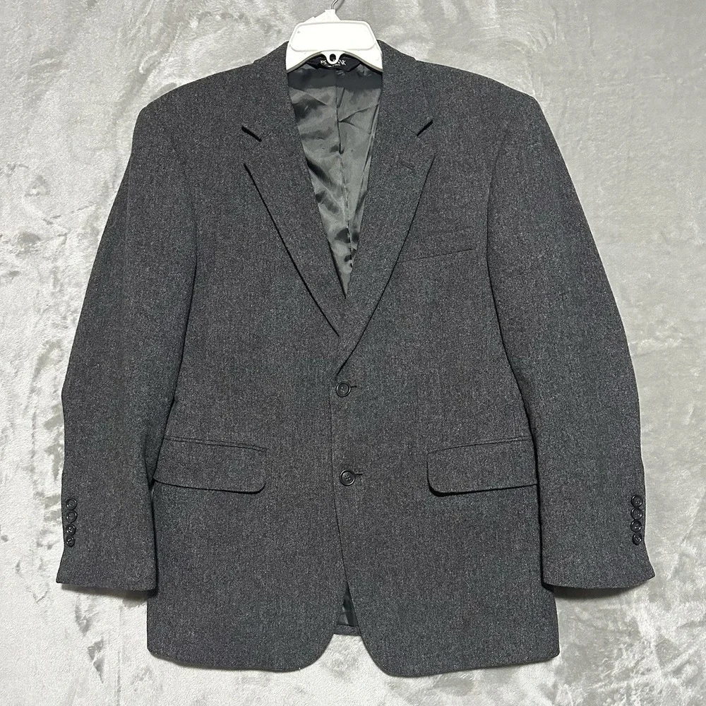 Jos A Bank Classic Tweed Wool Sport Coat Blazer Jacket Mens 40S Gray Old Money